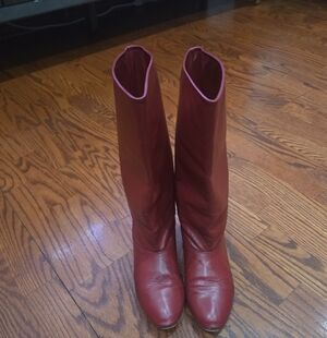 Vintage 80s COBBIES Red Leather Slouch Boots - Size 6B - Genuine Leather Retro